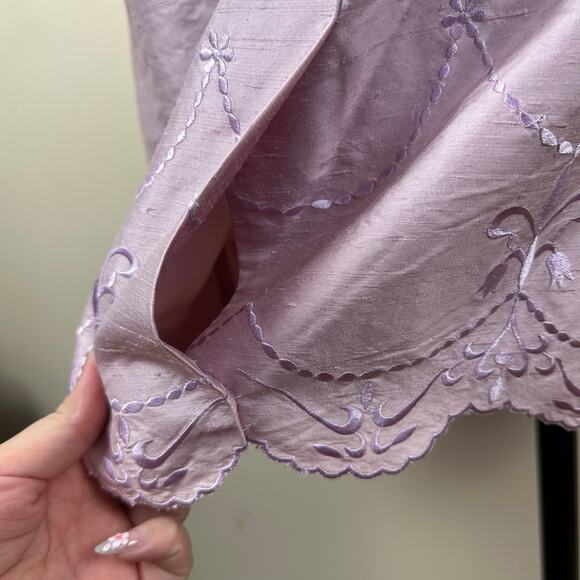 Neiman Marcus Floral Embroidered Silk Sheath Dress Coquette Cottagecore Fairy 6 - Picture 11 of 11